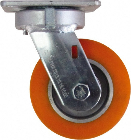 Caster Connection CDP-MSC-19 Swivel Top Plate Caster Polyurethane on Aluminum, 5" Wheel Dia, 2" Wheel Width, 750 lb Capacity, 6-1/2" OAH