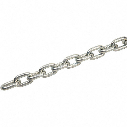 Peerless Chain 5011220 Welded Chain Welding Type Welded  Finish Zinc  Overall Length 20ft  Inside Width 0.4800in  Inside Length (Decimal Inch) 1.2360  Inside Width (Decimal Inch) 0.4800
