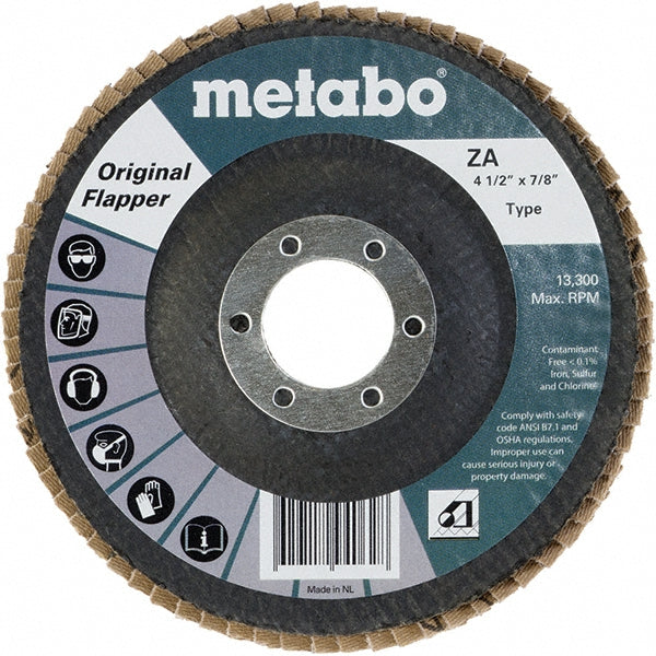 Metabo 629406000 Flap Disc 7/8" Hole, 60 Grit, Ceramic & Zirconia Alumina, Type 29