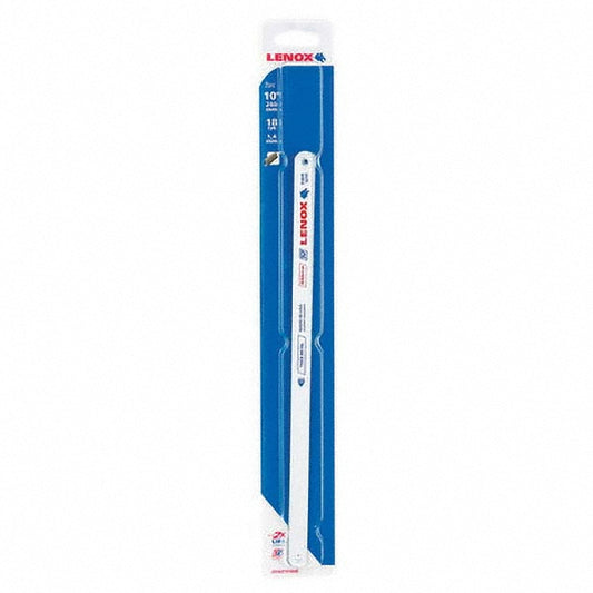 Lenox 20163T018HE Hand Hacksaw Blades Blade Material Bi-Metal  Fractional Blade Length 10  Blade Width (Inch) 1/2  Blade Thickness (Decimal Inch) 0.023  Teeth Per Inch 18  Cutting Edge Style Toothed