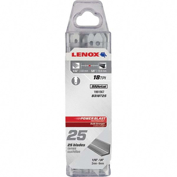 Lenox 1991567 Jigsaw Blade Bi-Metal, 18 TPI, 0.037" Blade Thickness, 3/8" Blade Width