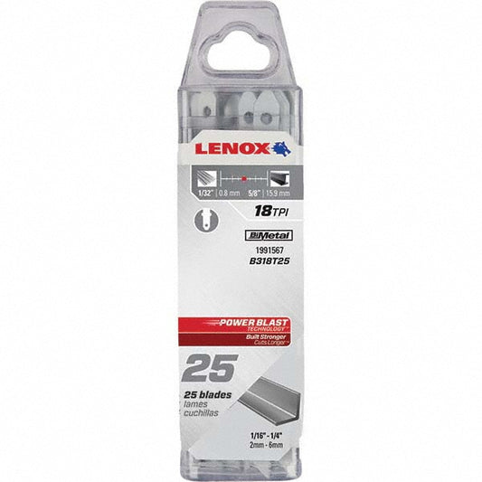 Lenox 1991567 Jigsaw Blade Bi-Metal, 18 TPI, 0.037" Blade Thickness, 3/8" Blade Width