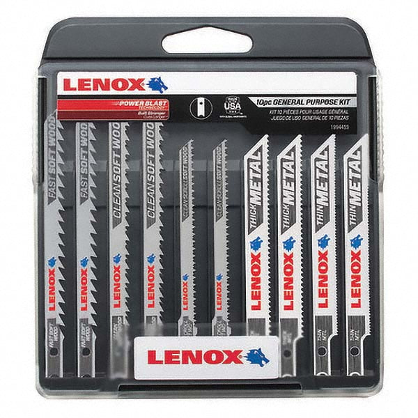 Lenox 1994459 Jig Saw Blade Sets Blade Material Bi-Metal Maximum Blade Length (Inch) 4 in Minimum Blade Thickness (Decimal Inch) 0.04 in Maximum Blade Thickness (Decimal Inch) 0.06 in Shank Type U-Shank Minimum Teeth Per Inch 6 Maximum Teeth Per Inch 24