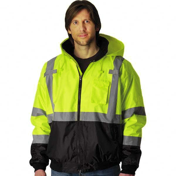 PIP 333-1766-LY/3X High Visibility Jacket Size 3X-Large, Polyester, Zipper Closure, Detachable Hood