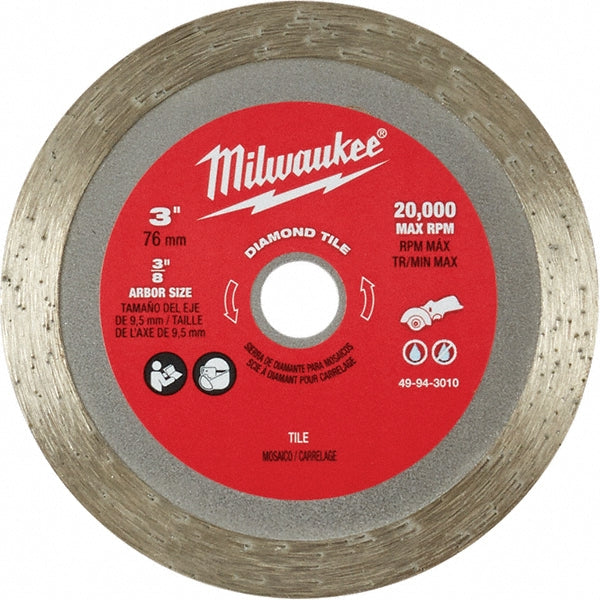 Milwaukee Tool 49-94-3010 Cut-Off Wheel 3" Dia, 3/64" Thick, 3/8" Hole, Diamond