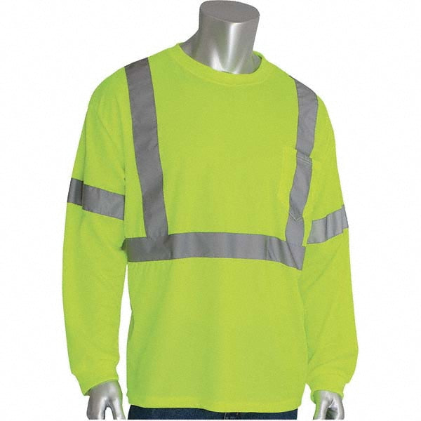 PIP 313-1300-LY/L Work Shirt High-Visibility, Short Sleeve, Large, Polyester, Yellow