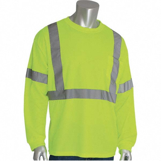 PIP 313-1300-LY/XL Work Shirt High-Visibility, Short Sleeve, X-Large, Polyester, Yellow, 1 Pocket