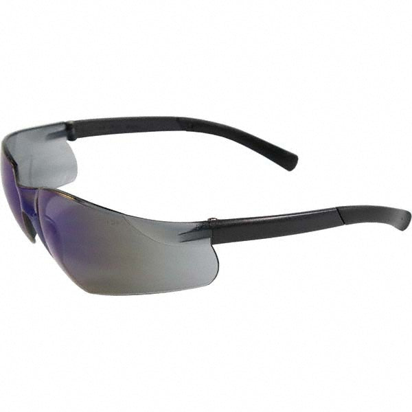 Bouton 250-06-0006 Safety Glasses Scratch-Resistant, Polycarbonate, Blue Mirror Lenses, Frameless