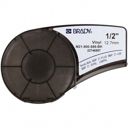Brady 139742 Label Maker Label White & Black, Vinyl, 1 Roll