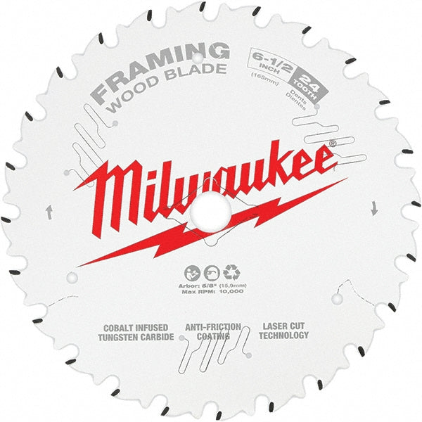 Milwaukee Tool 48-40-0620 Wet & Dry Cut Saw Blade 6-1/2" Dia, 5/8" Arbor Hole, 0.063" Kerf Width, 24 Teeth