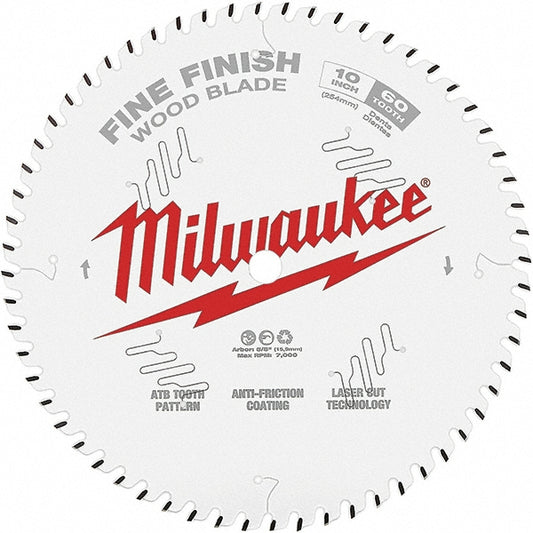 Milwaukee Tool 48-40-1028 Wet & Dry Cut Saw Blade 10" Dia, 5/8" Arbor Hole, 3/32" Kerf Width, 60 Teeth