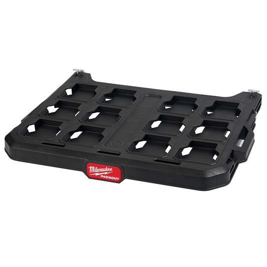Milwaukee Tool 48-22-8481 Small Parts Boxes & Organizers Product Type Racking Shelf  Width (Inch) 21  Color Black  Additional Information Modular Connectivity with ALL PACKOUT Components 50 lb Weight Capacity  Trade Name PACKOUT  Frame Material Metal Frame