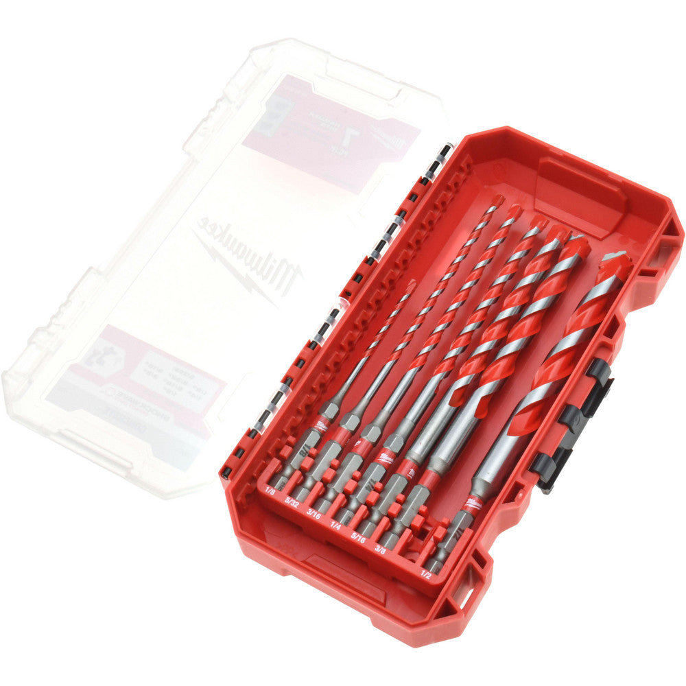 Milwaukee Tool 48-20-9057 Drill Bit Set Hammer Drill Bits, 7 Pc, 135 &deg, Solid Carbide