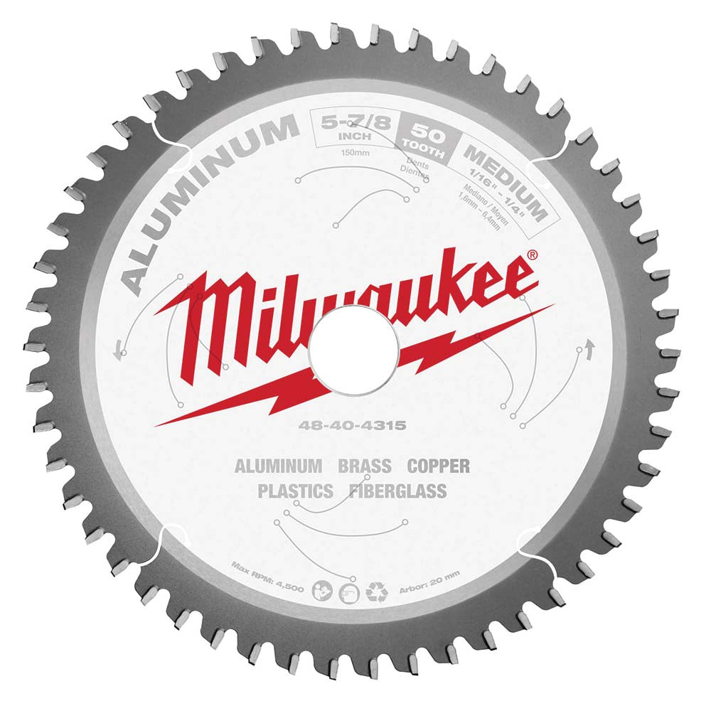 Milwaukee Tool 48-40-4315 Wet & Dry Cut Saw Blade 5-7/8" Dia, 20" Arbor Hole, 0.071" Kerf Width, 50 Teeth