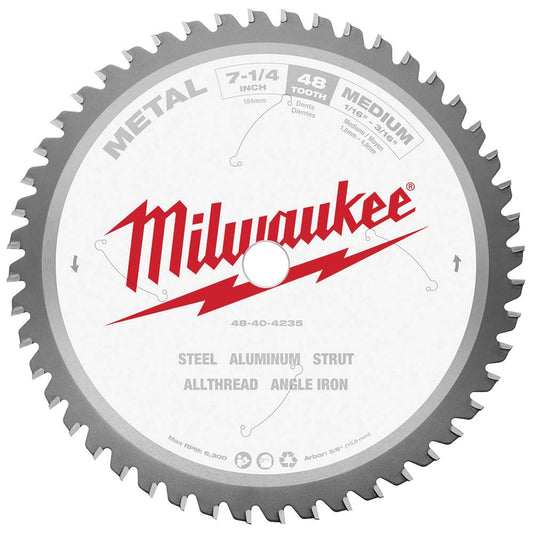 Milwaukee Tool 48-40-4235 Wet & Dry Cut Saw Blade 7-1/4" Dia, 5/8" Arbor Hole, 0.071" Kerf Width, 48 Teeth