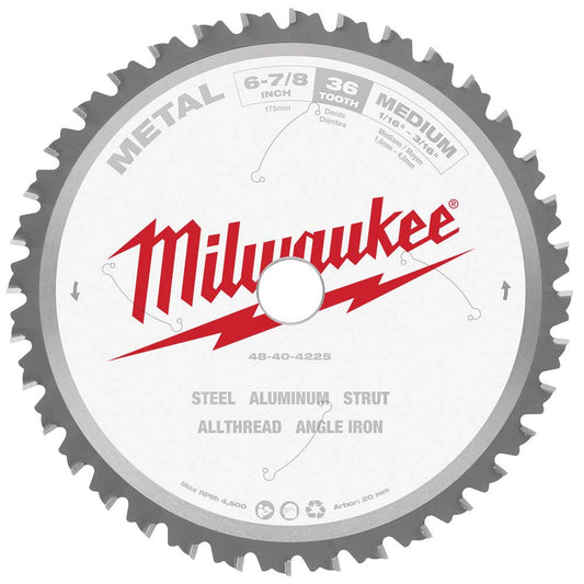 Milwaukee Tool 48-40-4225 Wet & Dry Cut Saw Blade 6-7/8" Dia, 20" Arbor Hole, 0.063" Kerf Width, 36 Teeth