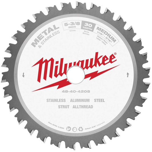 Milwaukee Tool 48-40-4205 Wet & Dry Cut Saw Blade 5-3/8" Dia, 5/8" Arbor Hole, 0.063" Kerf Width, 30 Teeth