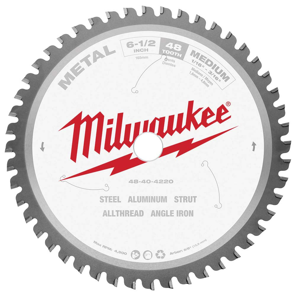 Milwaukee Tool 48-40-4220 Wet & Dry Cut Saw Blade 6-1/2" Dia, 5/8" Arbor Hole, 0.063" Kerf Width, 48 Teeth