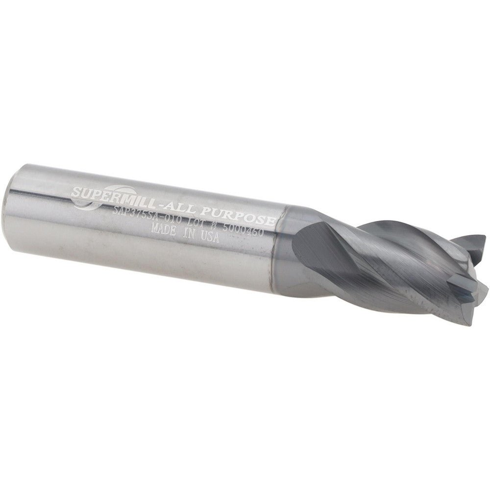 Supermill 5251292 Corner Radius End Mill 3/8" Dia, 5/8" LOC, 0.0100" Radius, 4 Flute, Solid Carbide