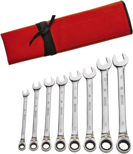 Proto JSCVMT-8S Ratcheting Reversible Combination Wrench Set 8 Pc, Metric