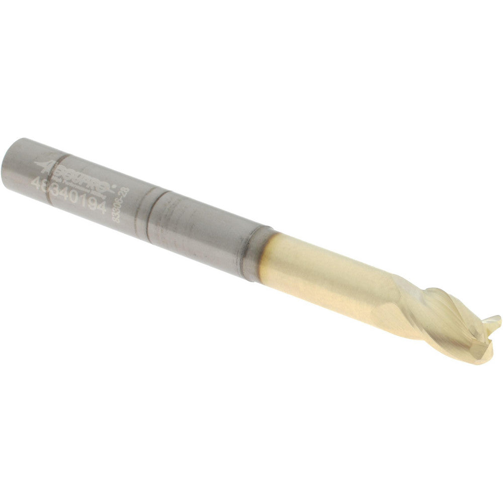 Accupro 315397 Corner Radius End Mill 1/4" Dia, 3/8" LOC, 37 deg Helix, Corner Radius End, Centercutting