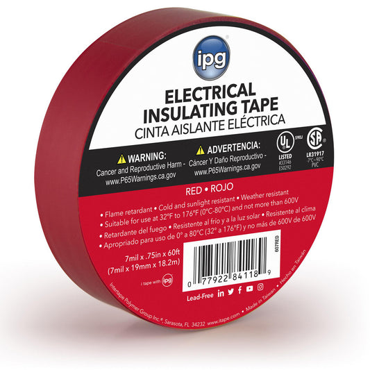 Intertape 85832 Electrical Tape Tape Material Vinyl Film  Length Range 20 in & Larger  Thickness (mil) 7  Color Red  Series CONSMR ELEC  Series Part Number 85832