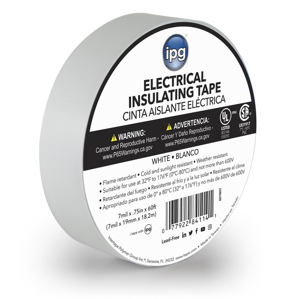 Intertape 85828 Electrical Tape Tape Material Vinyl Film  Length Range 20 in & Larger  Thickness (mil) 7  Color White  Series CONSMR ELEC  Series Part Number 85828
