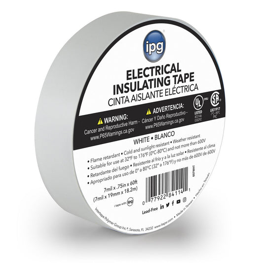 Intertape 85828 Electrical Tape Tape Material Vinyl Film  Length Range 20 in & Larger  Thickness (mil) 7  Color White  Series CONSMR ELEC  Series Part Number 85828