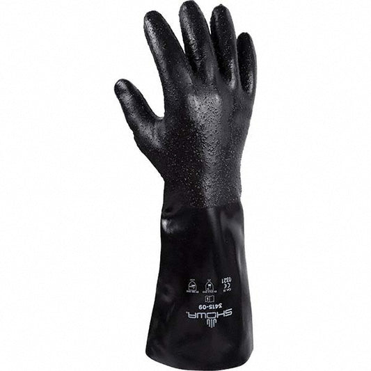 SHOWA 3415-11 Chemical Resistant Gloves X-Large, 14 mil Thick, Neoprene-Coated, Neoprene, Supported