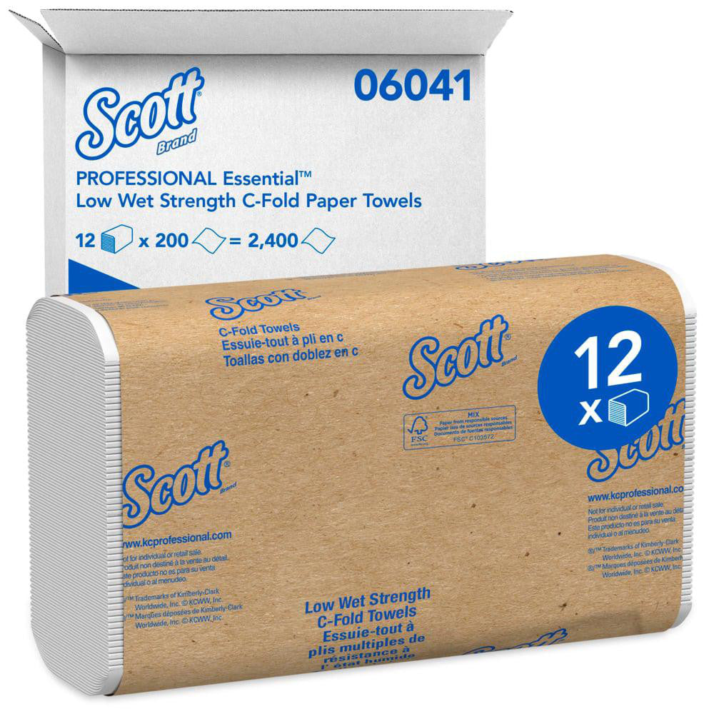 Scott 06041 Essential C-Fold Paper Towels, Low Wet Strength, White