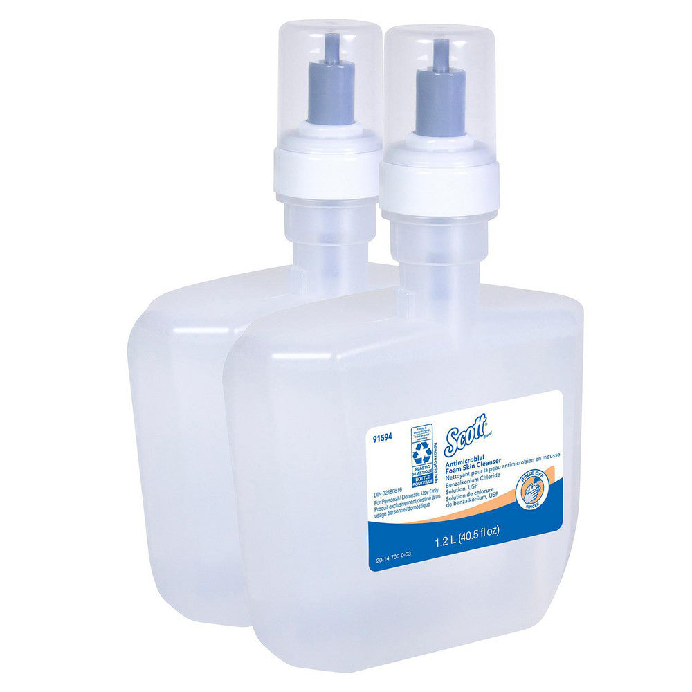 Scott 91594 Antimicrobial Foam Skin Cleanser, 1.2 L Automatic Hand Soap Refills, Clear, Unscented, 0.1% Benzalkonium Chloride