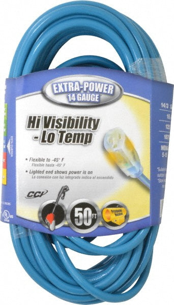 Southwire 2468SW8806 50', 14/3 Gauge/Conductors, Blue Outdoor Extension Cord