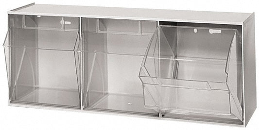 Quantum Storage QTB303GY 3 Compartment Gray Small Parts Tip Out Stacking Bin Organizer