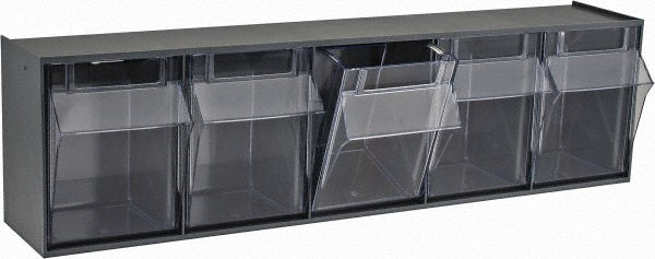 Quantum Storage QTB305GY 5 Compartment Gray Small Parts Tip Out Stacking Bin Organizer