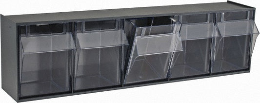 Quantum Storage QTB305GY 5 Compartment Gray Small Parts Tip Out Stacking Bin Organizer