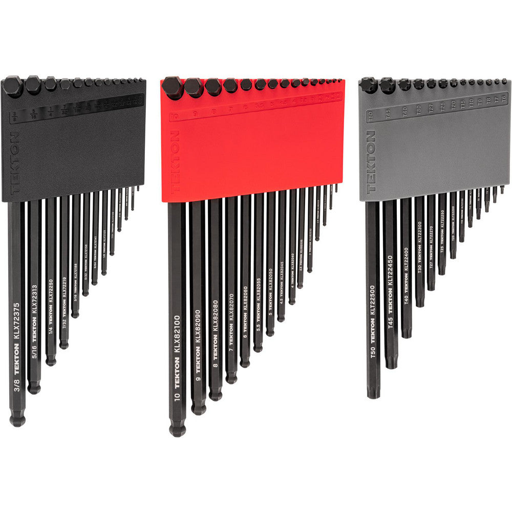 Tekton KEY91002 Hex Key Sets Tool Type Hex Key Set  Handle Type L-Wrench  Hex Size Range (Inch) 0.050 - 3/8  Material Steel  Overall Length (Decimal Inch) 9.0000  Arm Style Long