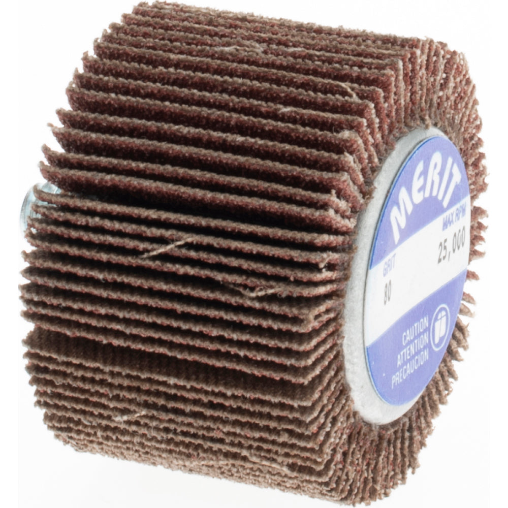 Merit Abrasives 08834131073 Mounted Flap Wheel 1" Face Width, 80 Grit, Aluminum Oxide