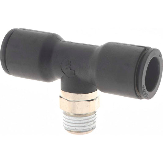 Legris 3108 12 13 Push-To-Connect Tube to Male BSPT Tube Fitting Male Branch Tee, 1/4" Thread