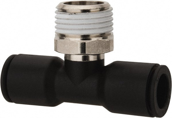 Legris 3108 12 21 Push-To-Connect Tube to Male BSPT Tube Fitting Male Branch Tee, 1/2" Thread