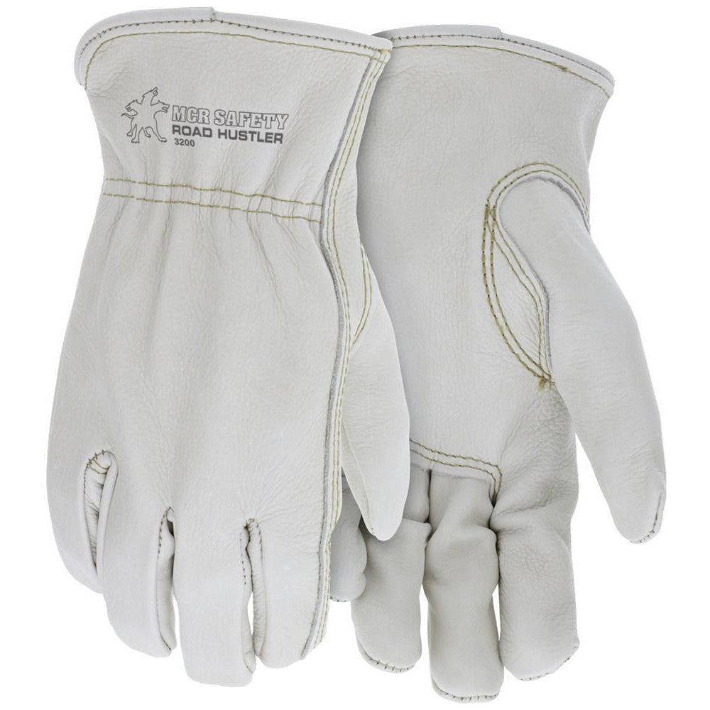 MCR Safety 3200M Work Gloves Road Hustler 3200, Size Medium, Not Lined, Cowhide Leather, General Purpose