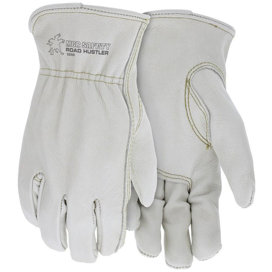 MCR Safety 3200M Work Gloves Road Hustler 3200, Size Medium, Not Lined, Cowhide Leather, General Purpose