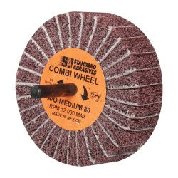 Standard Abrasives 7000122258 Mounted Flap Wheel 3" Dia, 1" Face Width, 80 Grit, Aluminum Oxide