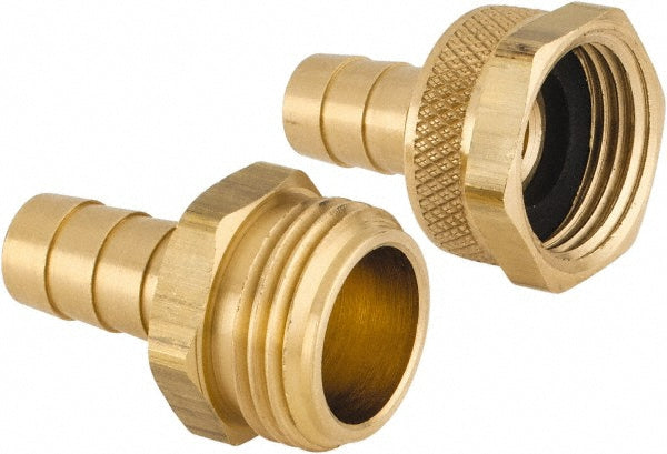 Dixon Valve & Coupling MSC5890808K Garden Hose Fitting 0.5" & 0.75" Hose, Short Shank Male/Female Set, 3/4" NH, Brass