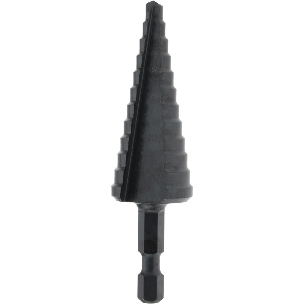 Lenox 30908VB8 Step Drill Bit 3/16 to 7/8" Dia, 3/8" Shank Dia, High Speed Steel, 12 Hole Sizes