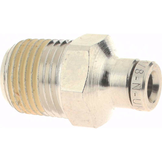 Norgren 124250118 Push-To-Connect Tube to Male & Tube to Male NPT Tube Fitting Pneufit Male Adapter, Straight, 1/8" Thread, 1/8" OD