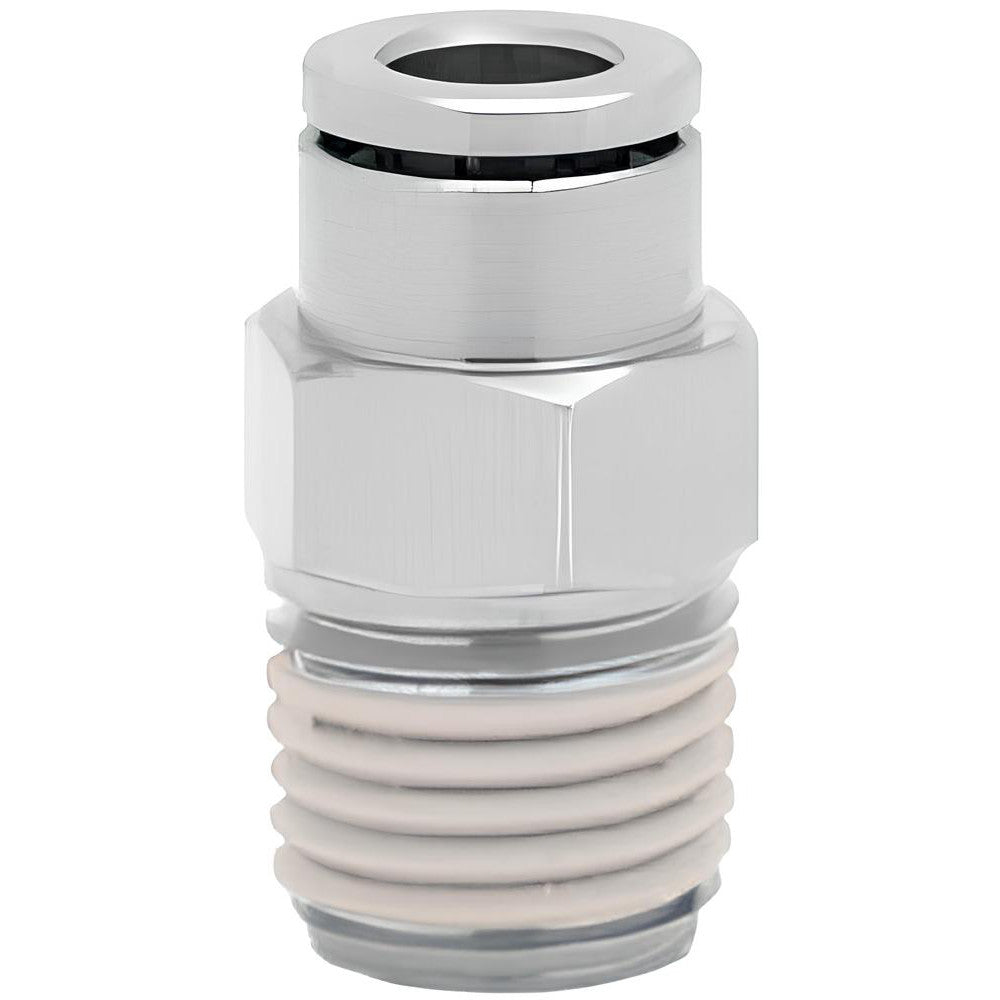 Norgren 124250318 Push-To-Connect Tube to Male & Tube to Male NPT Tube Fitting Pneufit Male Adapter, Straight, 1/8" Thread, 3/16" OD