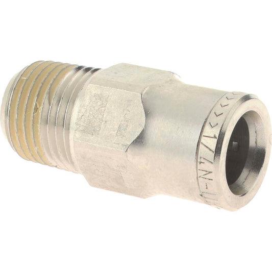 Norgren 124250418 Push-To-Connect Tube to Male & Tube to Male NPT Tube Fitting Pneufit Male Adapter, Straight, 1/8" Thread, 1/4" OD