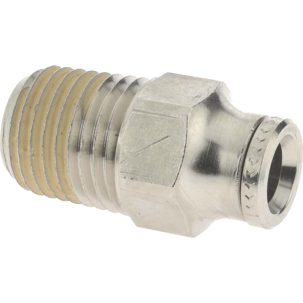 Norgren 124250428 Push-To-Connect Tube to Male & Tube to Male NPT Tube Fitting Pneufit Male Adapter, Straight, 1/4" Thread, 1/4" OD