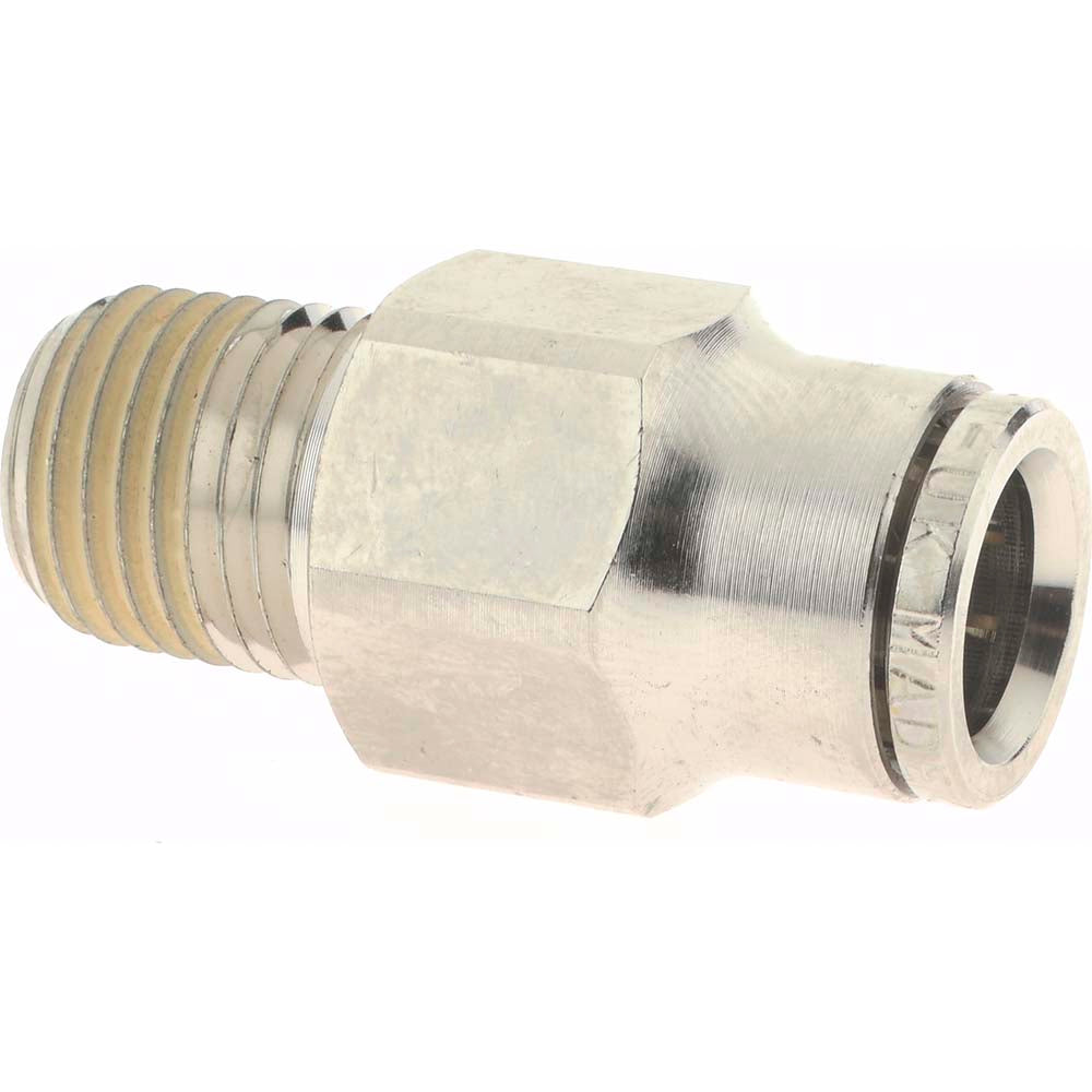 Norgren 124250628 Push-To-Connect Tube to Male & Tube to Male NPT Tube Fitting Pneufit Male Adapter, Straight, 1/4" Thread, 3/8" OD