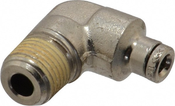 Norgren 124450118 Push-To-Connect Tube to Male & Tube to Male NPT Tube Fitting Pneufit Fixed Male Elbow, 1/8" Thread, 1/8" OD